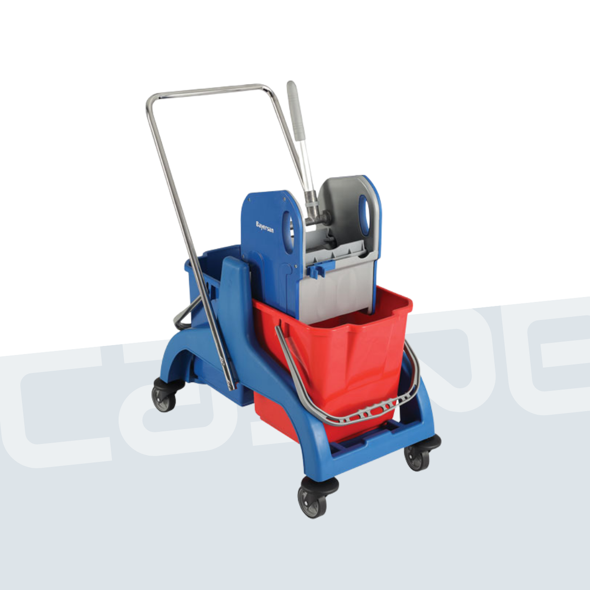 GIMA Chariot de nettoyage avec 2 seaux rouge et bleu (25l), essoreur et 4 roulettes