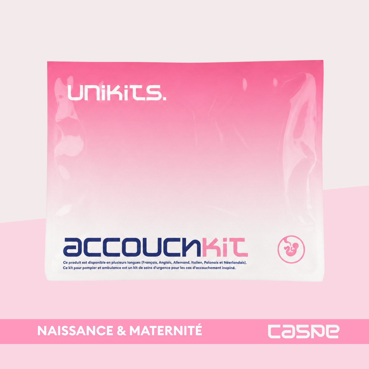 Kit d'accouchement d'urgence UNIKITS ACCOUCHKIT avec fournitures médicales essentielles pour situations inopinées.