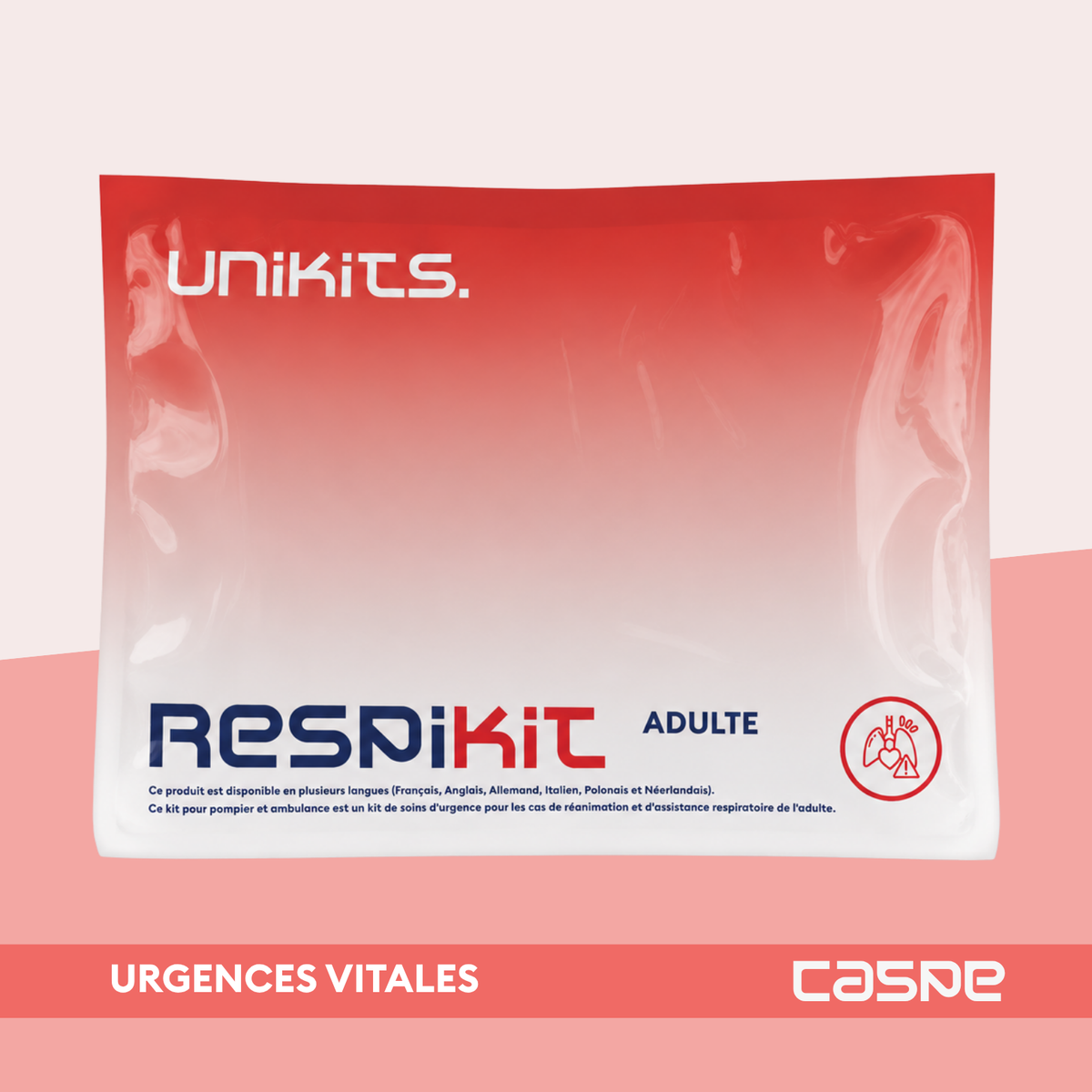 Kit de réanimation pour adulte UNIKITS RESPIKIT, accessoires médicaux pour la réanimation d'urgence.
