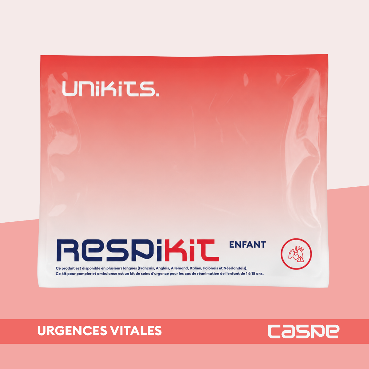 Kit de réanimation pour enfant UNIKITS RESPIKIT, comprenant équipements médicaux pour secours pédiatrique, en image.